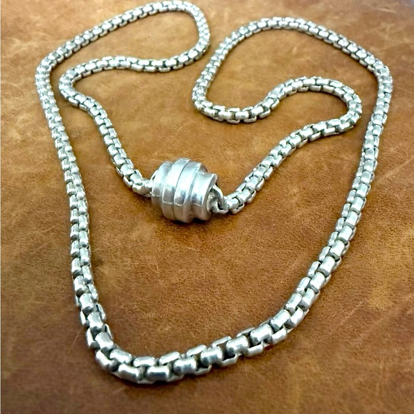 Classic Espo Sig Silver Box Chain Necklace - Picture 1 of 6